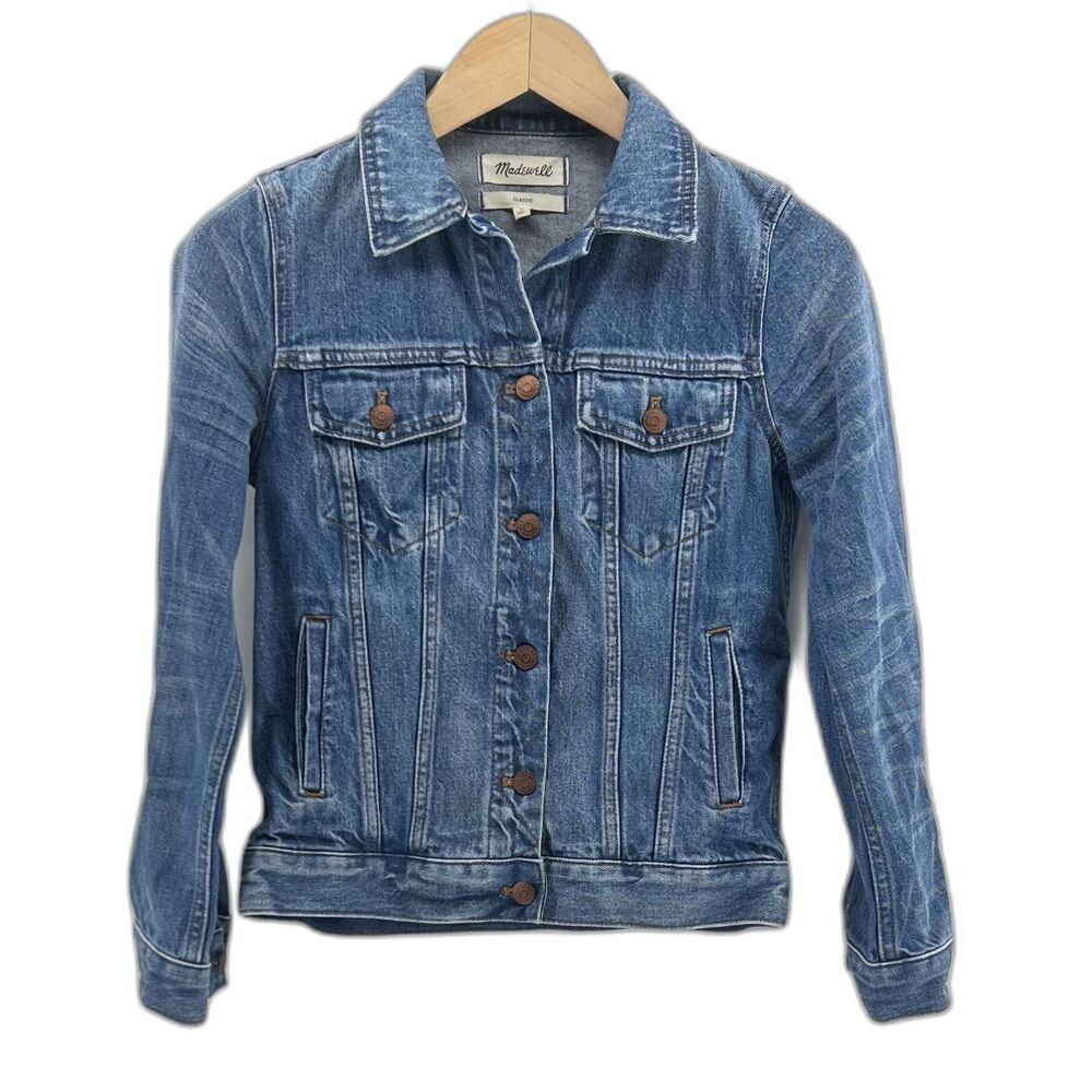 Madewell Classic Denim Jacket Light Wash Jean Trucker Cotton Small S Sz S Blue